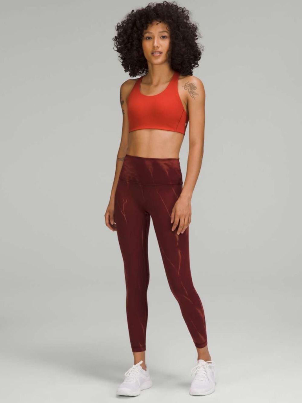 Lululemon Wunder Train 25” High Rise Sun Bleached Wash Red Merlot NWOT size 4